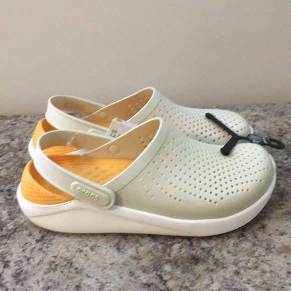 CROCS Other - Crocs Beige / White / and Orange LiteRide Clogs